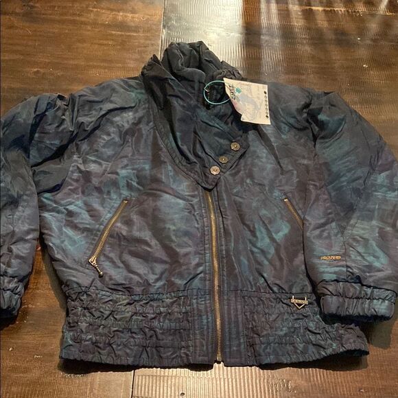 Vintage Dark green metallic ski jacket size 12 - Picture 1 of 12